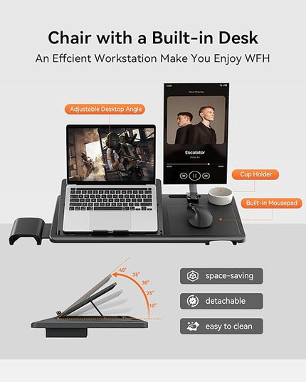 Newtral Ergonomic Office Chair, High Back Desk Chair with Footrest, Auto-Following Lumbar Support & Headrest, 4D Armrest, Adjustable Seat Depth and Height