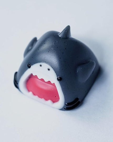 Cute Grey Shark Artisan Keycap R1 SA Profile Custom Sea Creatures Keycaps 1U ESC Handmade Cool Gaming Resin Key Cap Cherry MX Switch Compatible Mechanical Keyboard Sea Lover Gift