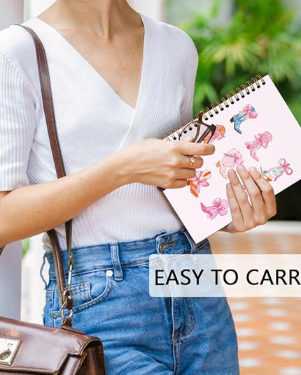 dvhdajed Coquette Western Spiral Notebook, Pink Cowgirl Boots Journaling Notebooks, Preppy Cowgirl Spiral Journal for Girls Women, Girly Western Office School Supplies Gifts, 5.5x8.3 In