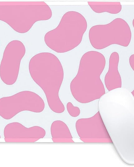 Pink Cow Pattern Square Mouse Pad,Non-Slip Rubber Base Mouse Pad,Home Office Decoration Desktop Accessory,Laptop Mouse Pad for Office Laptops,9.4x7.8x0.12inch.