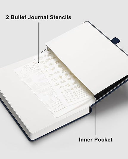RETTACY Blank Journal Notebook, 192 Pages, A5 Medium Size (5.7'' x 8.3''), Leather Hardcover, 100 GSM Thick Paper, for Sketching, Drawing, Painting (Navy Blue)
