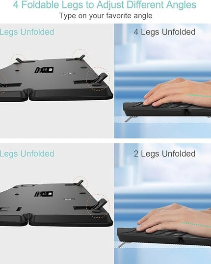 Arteck Ergonomic Keyboard with Cushioned Wrist Palm Rest, Multi-Device Wireless Bluetooth with USB-A USB-C Receiver Comfortable Ergonomic Split Keyboard, for Windows Computer Laptop PC Tablet