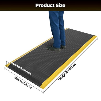 Anti Fatigue Mats for Workshop, 84" x 35" Ergonomic Anti-Fatigue Standing Floor Mat, Comfortable, Durable and Anti-Slip Memory Foam Floor Mat, Helps Relieve Back and Leg Soreness During Work