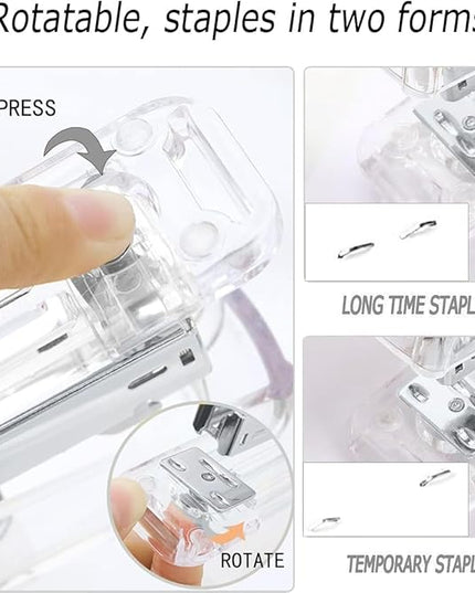 Desk Organizers and Accessories Set with 360-Degree Rotating Pen Holder, Acrylic Stapler, Tape Holder, Staple Remover, Binder/Paper Clips Kit, Scissor and 1 Box of Staples