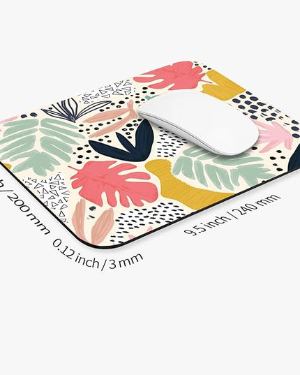 Square Mouse Pad Tropical Plants, Personalized Premium-Textured Custom Mouse Mat Design, Washable Mousepad Cloth, Non-Slip Rubber Base Computer Mouse Pads for Wireless Mouse