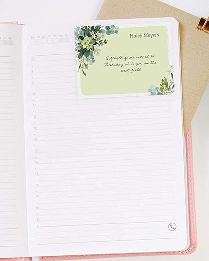 Watercolor Greenery Personalized Sticky Note Pads / 4" x 3" Custom Sticky Notes/Set of 6 Pads