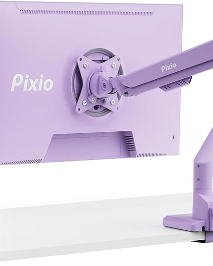 Pixio PS1S Wave Purple Single Monitor Arm Stand Desk Mount - Fits up to 32 inches Monitors and up to 19.8lbs. VESA Compatibility and Integrated Cable Management