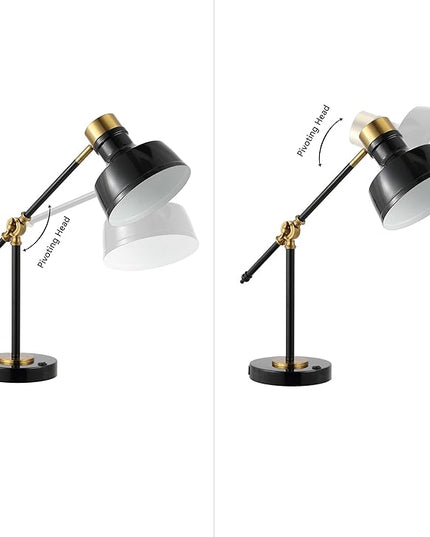 JONATHAN Y JYL7124A Allegra 18.5" Adjustable Cantilever LED Task Lamp, USB Charging Port, Classic, Coastal, Industrial, Farmhouse, Traditional for Bedroom, Living Room, Office, Black/Brass Gold