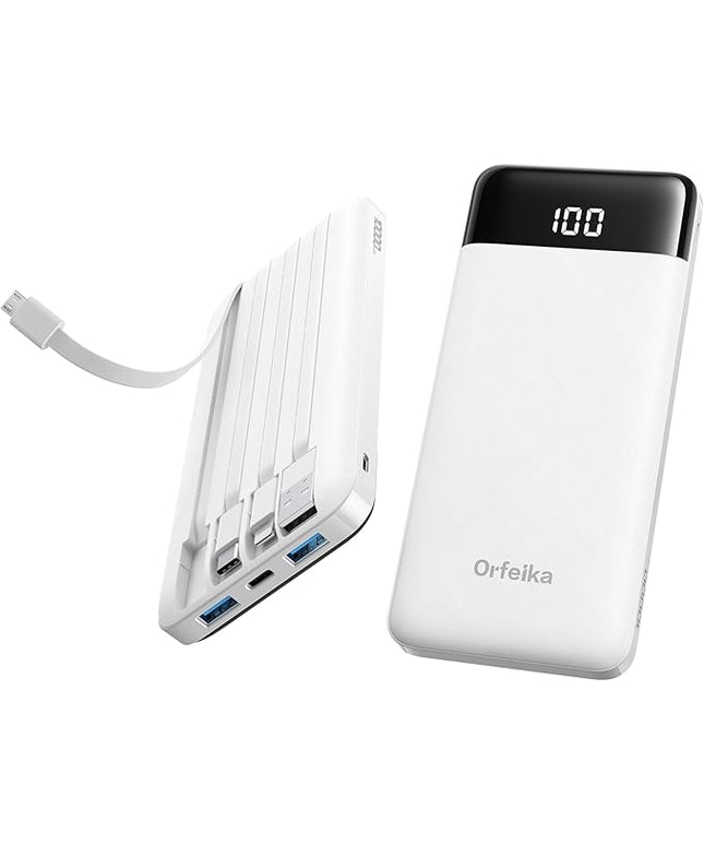 Portable Phone Charger, 10000mAh Portable Charger Power Bank with Built-in Cables, Travel Essential Battery Pack Compatible with iPhone, Samsung, Google, iPads, Tablets, etc