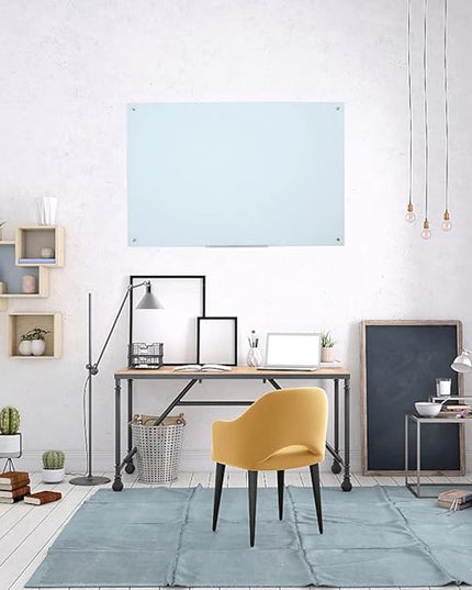 Magnetic Glass Whiteboard 48x36 Inches, Large Tempered Glass Dry Erase Board with Frameless Mounting, Premium Wall-Mounted Whiteboard for Office, Conference Room, Classroom & Home