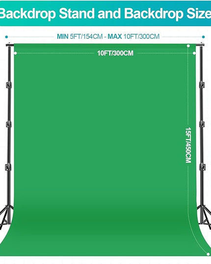 EMART 10 x 10 ft Heavy Duty Backdrop Support System, Professional Photography Lighting Kit with 5500K 50W LED, 10 * 15ft Backdrop *3, Reflector, Umbrellas&Softbox Lighting Kit for Studio, Portrait