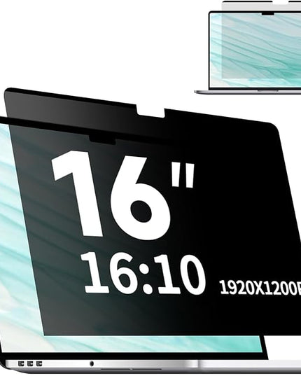 Magnetic Laptop Privacy Screen 16 Inch 16:10, Removable Matte Anti Glare Blue Light Filter - Computer Privacy Shield for 16" with 1920x1200 Resolution Laptop
