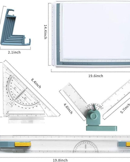 Frylr Inch A3 Drawing Board Drafting Table Multifunctional Drawing Board Table with Clear Rule Parallel Motion and Angle Adjustable Measuring System