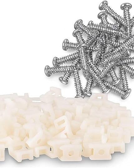 GTSE 8 Inch White Zip Ties, Saddle Mounts and Self Tapping Screws Set, 100 Pack Cable Ties, 50lb Strength, UV Resistant Strong Self-Locking Tie Wraps
