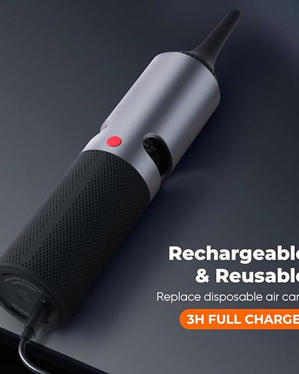 Electric Air Duster, High Power Cordless Air Blower to Replace Compressed Air, 110000RPM with 4 Adjustable Speed Levels, Metal Body with Silicone Grip for PC, Keyboard, Car & Light Outdoor Cleaning