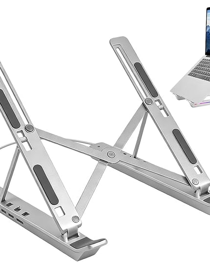 Laptop Docking Stand USB – Ergonomic Foldable Cooling Tablet Support, RGB Station Desk Computer, Monitor Display Office Home Work | Desk Computer Monitor Display Office Home Work Charging