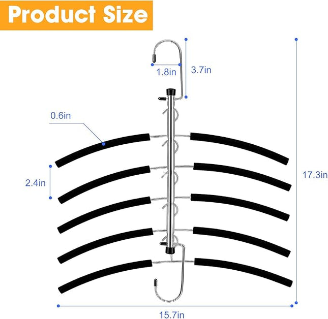 Shirt Hangers Space Saving, Foldable Coat Hangers for Closet Organization, 5 Tier Clothes Hangers, No-Slip Multi Closet Organizer (1)