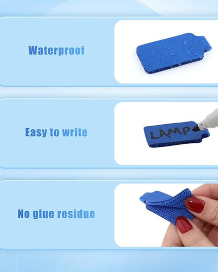 50 Pieces Cord Labels Self-Adhesive Nylon Cable Labels Tags Waterproof Wire Cable Tags or Electronics Office Computers Management and Identification (Blue)