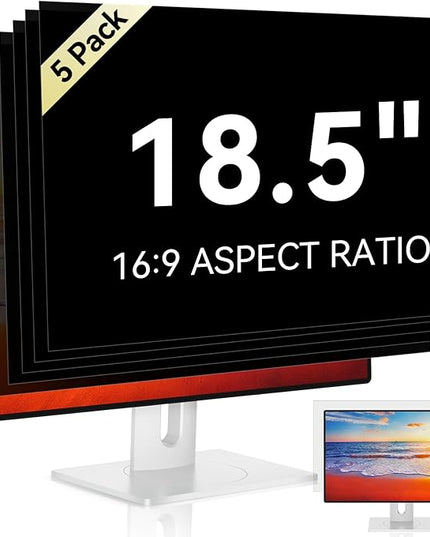 [5-Pack] 18.5 Inch Computer Privacy Screen for 16:9 Widescreen Monitor, Anti Glare Anti-UV Eye Protection Desktop PC LED Monitor Filter, Removable Anti-Scratch Screen Film 18in