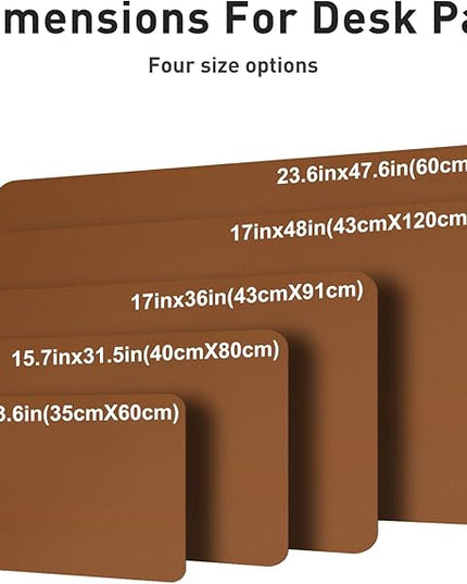 Aothia Faux Leather Desk Mat – Large Mouse Pad, Non-Slip PU Leather Blotter, Waterproof Writing Surface for Office and Home (Brown, 47.2" x 23.6")