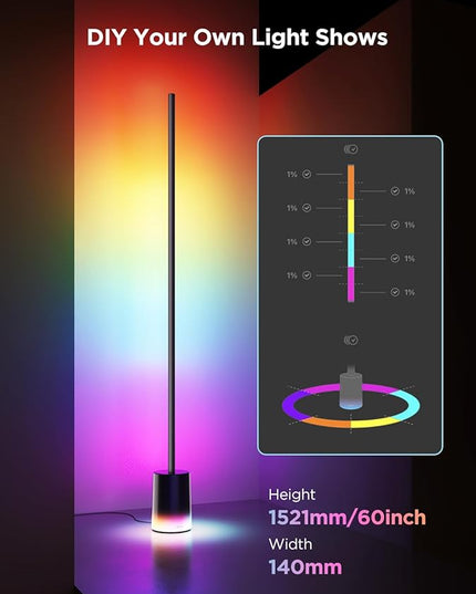 Govee Floor Lamp 2 with Matter, RGBIC, Warm Cool White LED, Alexa Compatible, 1725lm, Music Sync, Scene Modes, Smart Floor Lamp for Living Room, Bedroom, Black(1 Pack)