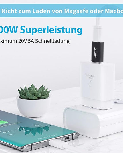 XAOSUN [10Gbps] USB C Female to USB Male Adapter (2-Pack), 3.1 USB A to C Adapter, One-Sided SuperSpeed Data Sync & 100W Fast Charging for iPhone 17/16 Plus Pro Max, Laptop, Charger, Quest Link, etc.