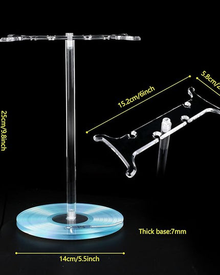 Clear Acrylic Headphone Stand for AirPods Max/Gaming Headsets (HyperX/Xbox) - Universal Holder for Bose, Beats & Wireless Headphones - Space-Saving Organizer (Blue Record/LP)