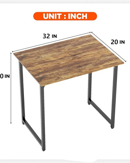 PayLessHere | 32 Inch Computer Desk | Brown | Office Desk with Metal Frame, Adjustable Feet | Water-Resistant, Scratchproof Surface | Sturdy Writing Table for Home Office or Study | Pack of 2
