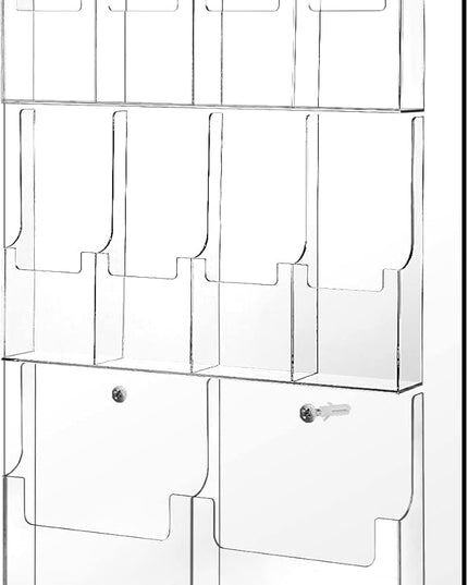 Weysat Acrylic Brochure Holder Wall Mount, Clear Plastic Pamphlet Holder Magazine Display Trifold Flyer Rack Hanging Literature Storage Organizer(2 Magazine Pockets, 8 Pamphlet Pockets)