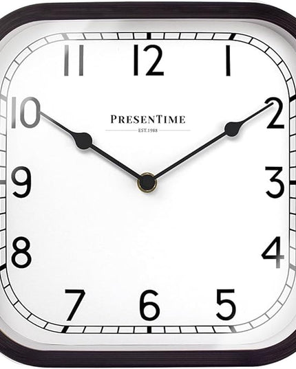 Presentime & Co 10" Anton Vintage Square Clock, Silent No Ticking, Wall & Mantel 2 in 1, Desk and Shelf Clock, Tabletop Décor, Oil Rubbed Bronze Color.