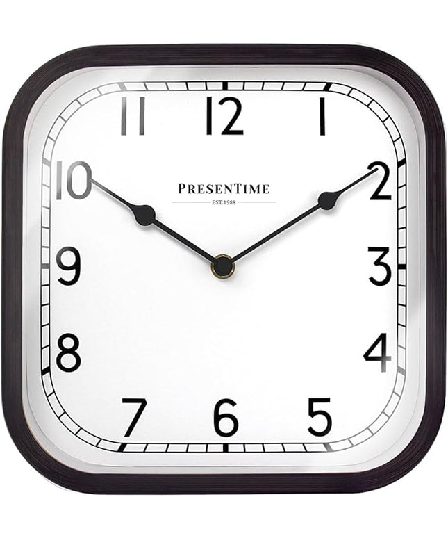 Presentime & Co 10" Anton Vintage Square Clock, Silent No Ticking, Wall & Mantel 2 in 1, Desk and Shelf Clock, Tabletop Décor, Oil Rubbed Bronze Color.