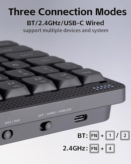 nuphy Node75 Wireless Mechanical Keyboard, 75% Hot Swappable Custom Low Profile Keyboard, 84 Keys Computer Gaming Keyboards, Supports Touch Gestures, PBT Keycaps, RGB Backlit, Bluetooth/2.4GHz/USB-C