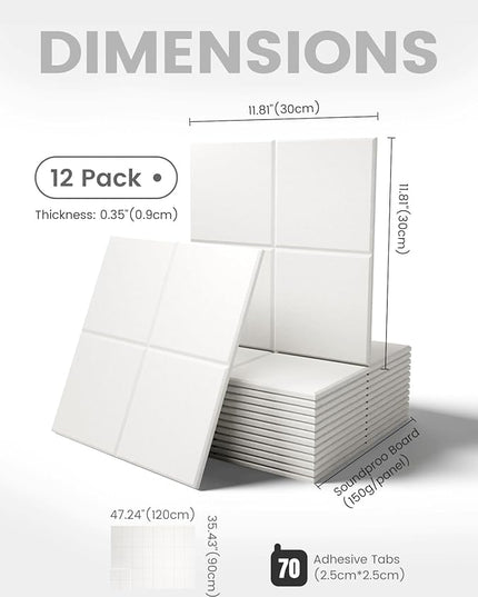 Fluxynara Large Felt Bulletin Board 48" x 36" Cork Board Alternative-12 Pack with 70 Safe Removable Adhesive Tabs, Cork Boards for Walls Cork Board for Home Office Classroom Pin Board-Milky White