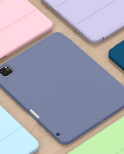 ZryXal iPad Pro 11 Inch Case (M5) 2025/ (M4) 2024 (Model: A2836/A2837/A3006), Trifold Stand Smart Cover with Pencil Holder and Soft TPU Back, Auto Wake/Sleep (Lavender)