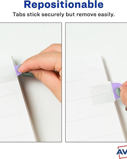 Avery Mini Ultra Tabs, 1" x 1.5", 2-Side Writable, Assorted Pastel Colors, 40 Repositionable Tabs (74761)