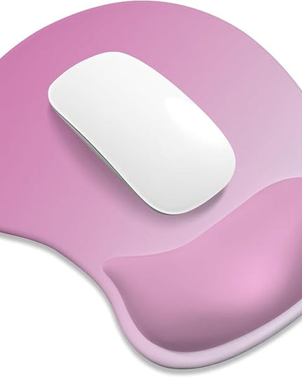 ITNRSIIET Ergonomic Mouse Pad, Cushioned Gel Wrist Rest, Non-Slip Base, Smooth Surface, Compatible with All Mice for Office & Gaming, Desk Accessory, 9.5 x 8.2 inch, Soft Pink Gradient