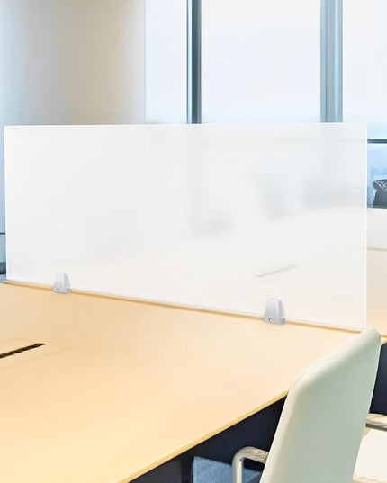Frosted Acrylic Desk Divider 47''L x 18'' W, Desk Privacy Panel with 2 C-Type Clamps, Office Desk Partition Table Privacy Screen for Students Classrooms Offices Study Room(Translucent)