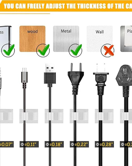 Viaky 30pcs Self-Adhesive Cable Clips-Reusable Adjustable Nylon Bracket Automobile, Indoor and Outdoor Desk Wall Wiring Wire Fixing Management Suitable for Cable Width 0.3''(White)