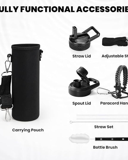 Insulated Water Bottle 20 oz, Triple Wall Vacuum Stainless Steel (Cold for 48 Hrs), Leak Proof & Non-BPA, Kids Water Bottle Jug for School with Straw Spout Lids, Dark Gray