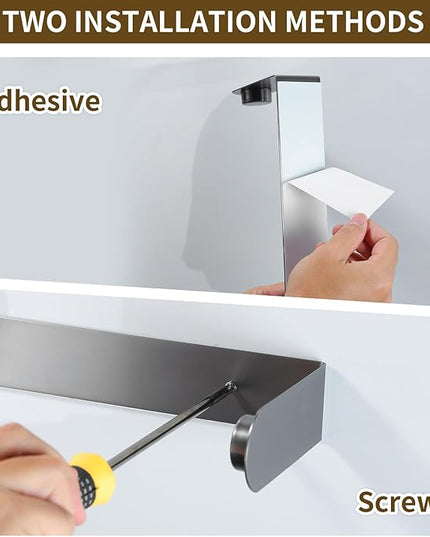 YIGII Paper Towel Holder Under Cabinet – Self Adhesive or Drilling, Wall Mount Paper Roll Holder for Pantry, Bathroom, RV, Stainless Steel Papertowel Holders