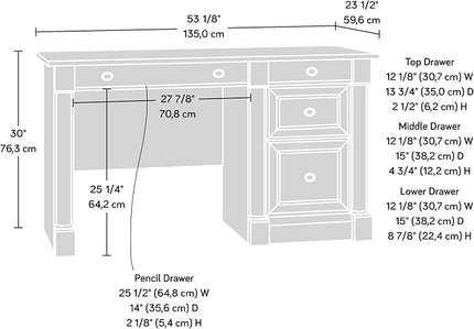 Sauder Palladia Computer Desk with Drawers, Home Office Desk with File Cabinet Storage Drawer, Cable Management, Keyboard Tray, in Select Cherry Finish