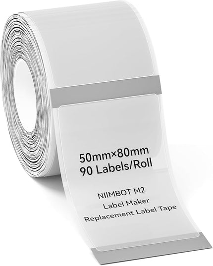NIIMBOT M2/M3 Thermal Transfer Labels 1.97''x3.14'', for M2/M3 Label Maker, PET Material, Waterproof and High-Temperature Resistance, Long Storage Time, Clear Label Tape(50x80mm-90)
