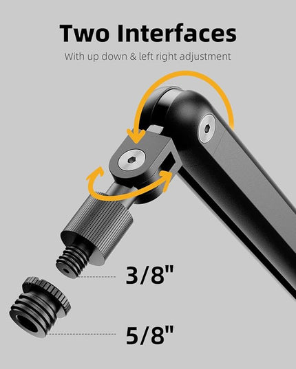 TODI Mic Arm for Lightweight Mics, Microphone Arm Rotatable, Storable Desk Mic Stand for Bear 3LB with Mount Clamp, Mic Stand Boom Arm with Cable Channel with 3/8'' 5/8'' Thread for Podcast, Gaming