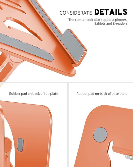 Laptop Stand, Ergonomic Adjustable Computer Stand for Collaborative Work, Foldable and Portable Heat Sink Computer Stands, Fits up to 15.6-inch Laptops (Orange)