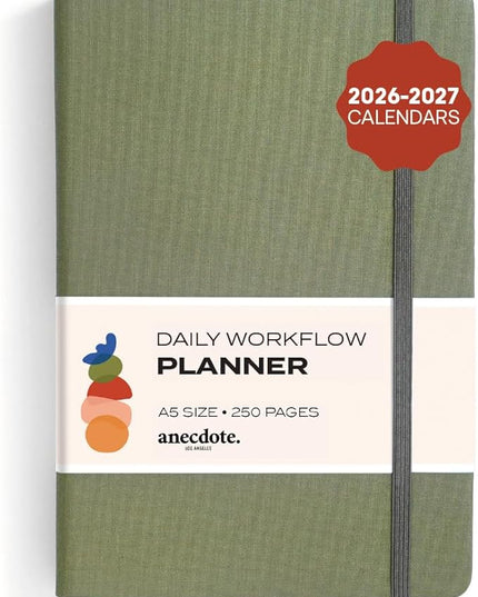 Anecdote 2026-2027 Planner: A Monthly, Weekly & Daily Planner with Calendar | 8.5" x 5.2" | Hardcover To-Do List Organizer, Planning Your Success, Start Anytime, Achieve Productivity Goals (Olive Green)