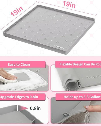 Sdpeia Under Sink Mat 19"×19" Waterproof Silicone Cabinet Liner & Sink Protector for Kitchen & Bathroom, Multi-Purpose Organizers Tray for Pets, Laundry, Cat Litter Mat