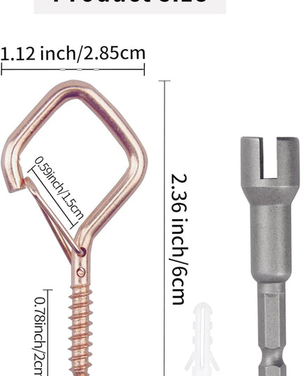 Sexoeie 35PCS Eye Screw Hooks for Hanging Heavy Duty with Safety Buckle.Metal Ceiling Hooks for Hanging Plants,Cup,Wind Chime,Bird Feeders,String Lights at Indoor&Outdoor,2.36 Inches Rose Gold