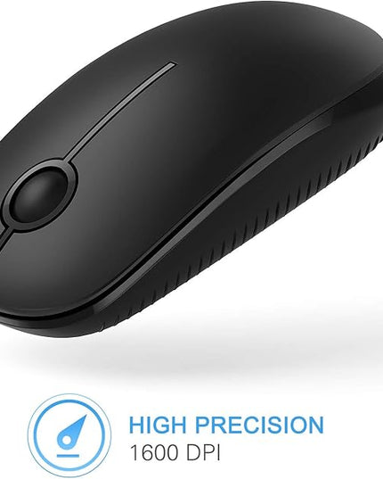 VssoPlor Wireless Mouse, 2.4G Slim Portable Computer Laptop Mouse with Nano Receiver Quiet Silent Optical Mice for Notebook, PC, Laptop, Computer-Black