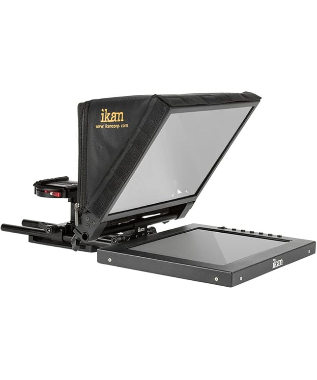 Ikan 12-inch Portable Teleprompter Kit, Adjustable Glass Frame, Easy to Assemble, Extreme Clarity (PT1200) - Black