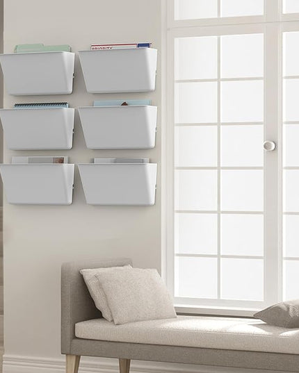 Clear Acrylic Single Pocket, Plastic Hanging Wall Mount File Holder for Office Home (White, 3 Pack)